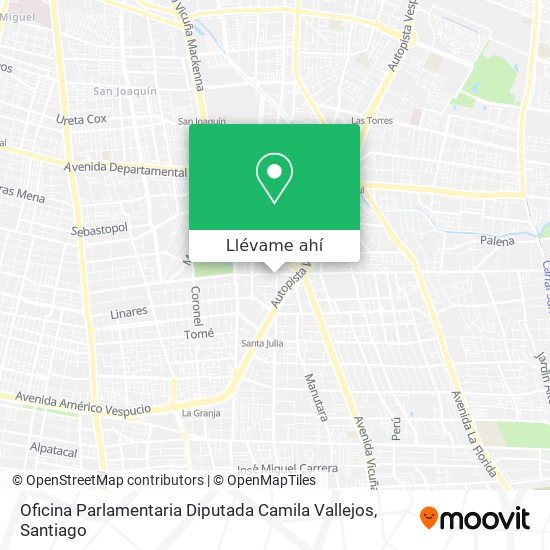 Mapa de Oficina Parlamentaria Diputada Camila Vallejos