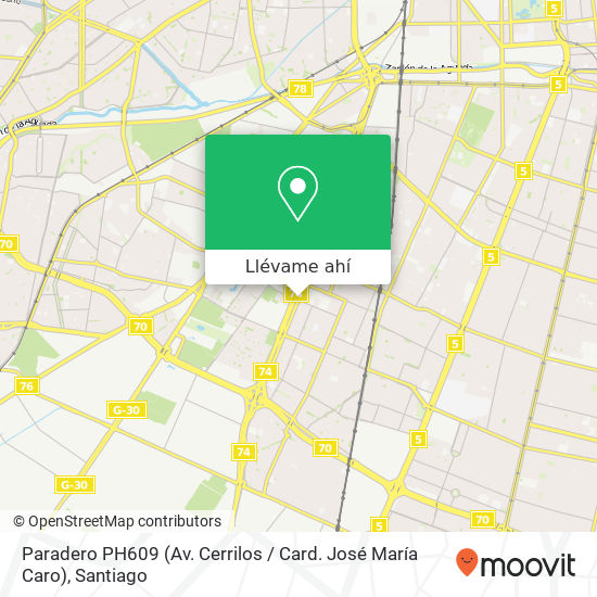 Mapa de Paradero PH609 (Av. Cerrilos / Card. José María Caro)