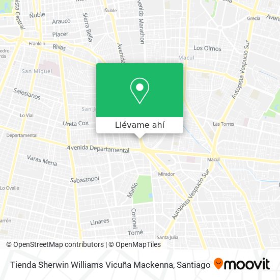 Mapa de Tienda Sherwin Williams Vicuña Mackenna