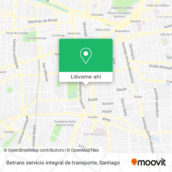 Mapa de Betrans servicio integral de transporte