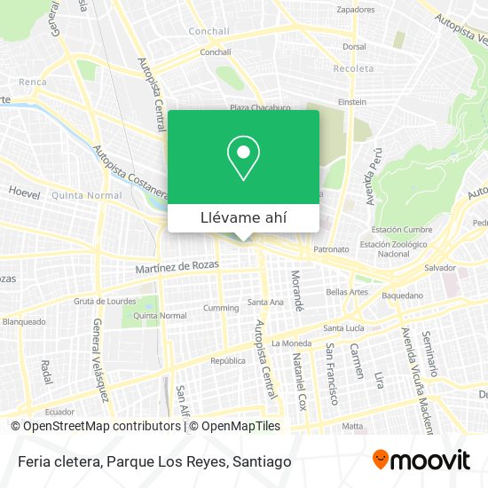 Mapa de Feria cletera, Parque Los Reyes