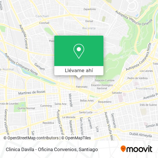 Mapa de Clinica Davila - Oficina Convenios