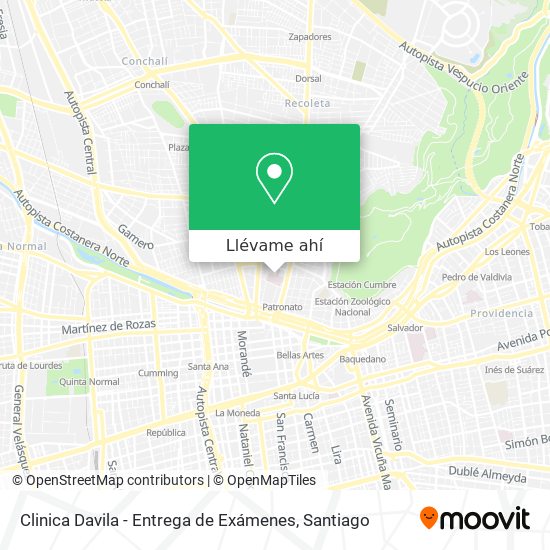 Mapa de Clinica Davila - Entrega de Exámenes