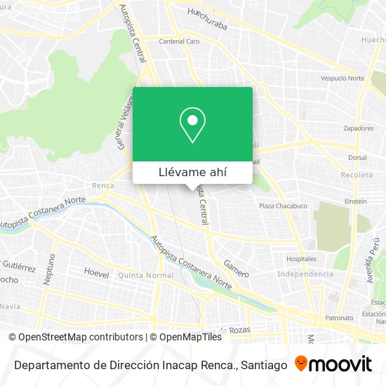 Mapa de Departamento de Dirección Inacap Renca.