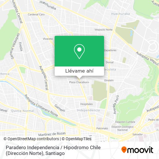 Mapa de Paradero Independencia / Hipodromo Chile (Dirección Norte)