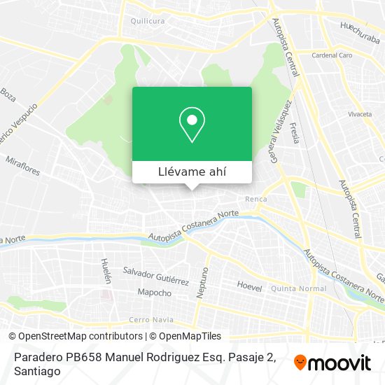 Mapa de Paradero PB658 Manuel Rodriguez Esq. Pasaje 2