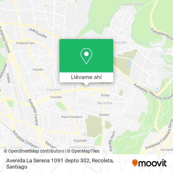 Mapa de Avenida La Serena 1091 depto 302, Recoleta