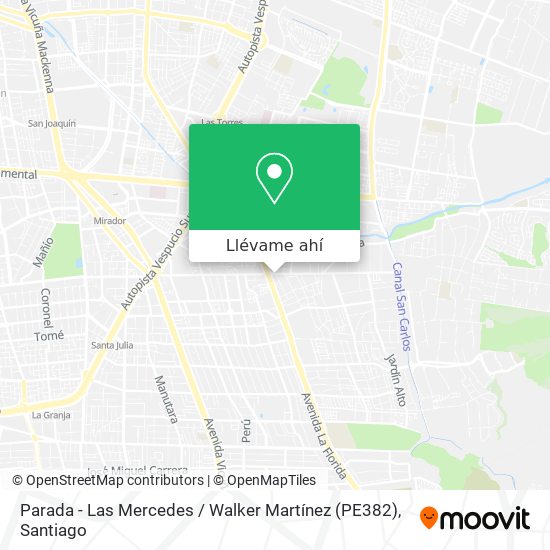 Mapa de Parada - Las Mercedes / Walker Martínez (PE382)