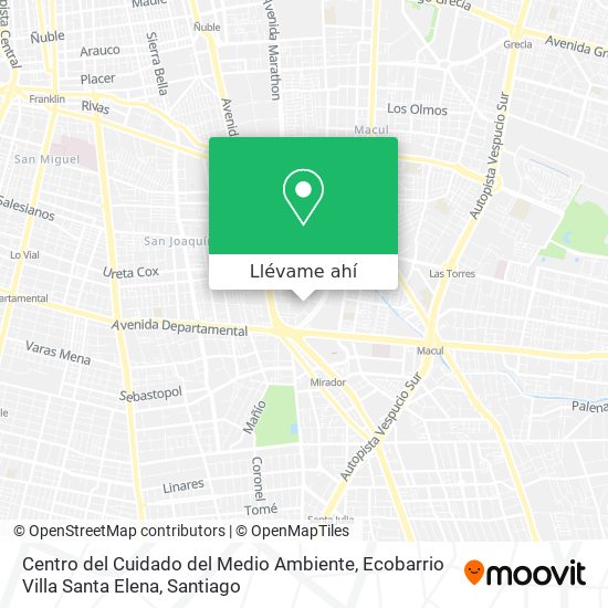 Mapa de Centro del Cuidado del Medio Ambiente, Ecobarrio Villa Santa Elena