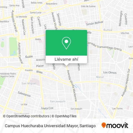 Mapa de Campus Huechuraba Universidad Mayor