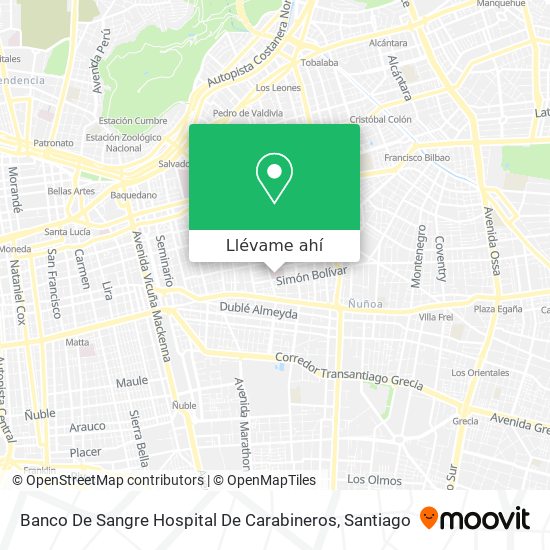 Mapa de Banco De Sangre Hospital De Carabineros