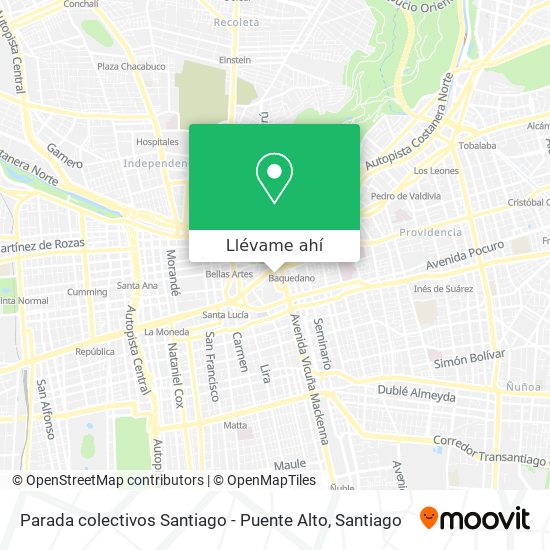 Mapa de Parada colectivos Santiago - Puente Alto