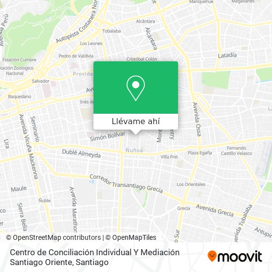 Mapa de Centro de Conciliación Individual Y Mediación Santiago Oriente