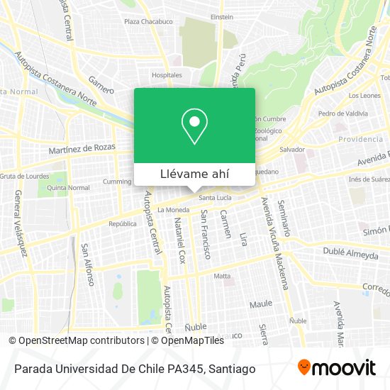 Mapa de Parada Universidad De Chile PA345