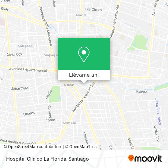 Mapa de Hospital Clínico La Florida