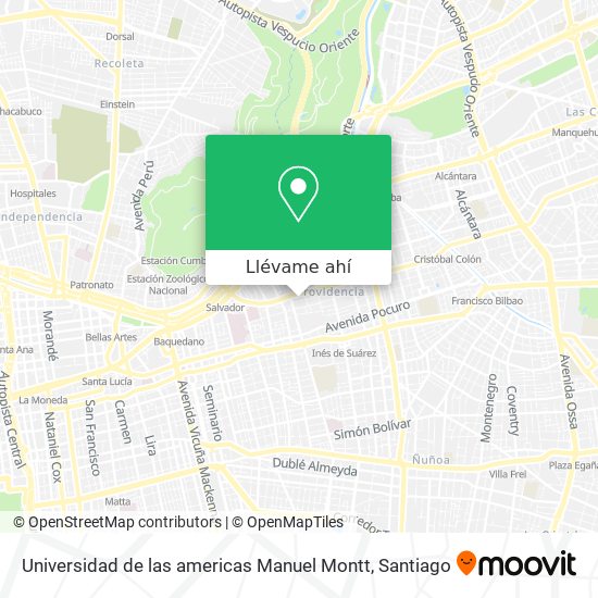 Mapa de Universidad de las americas Manuel Montt
