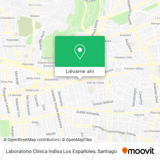 Mapa de Laboratorio Clínica Indisa Los Españoles