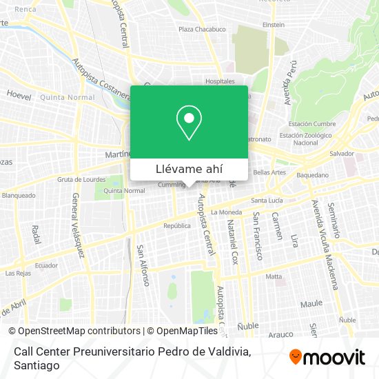 Mapa de Call Center Preuniversitario Pedro de Valdivia