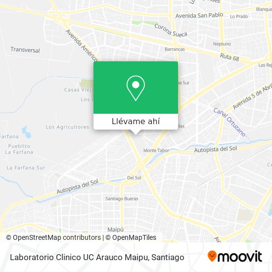 Mapa de Laboratorio Clinico UC Arauco Maipu