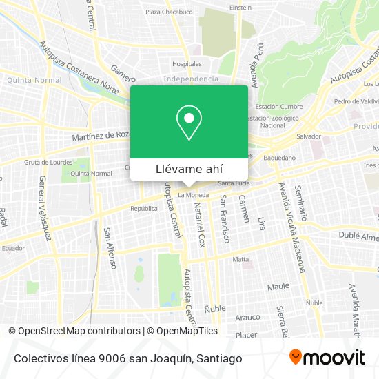 Mapa de Colectivos línea 9006 san Joaquín