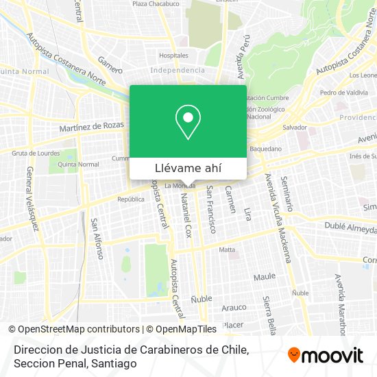 Mapa de Direccion de Justicia de Carabineros de Chile, Seccion Penal