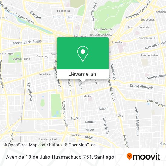 Mapa de Avenida 10 de Julio Huamachuco 751
