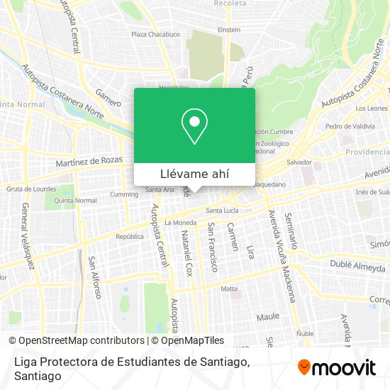 Mapa de Liga Protectora de Estudiantes de Santiago