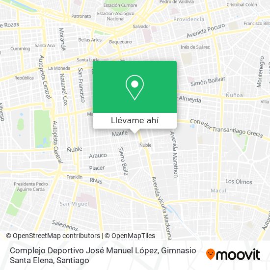 Mapa de Complejo Deportivo José Manuel López, Gimnasio Santa Elena