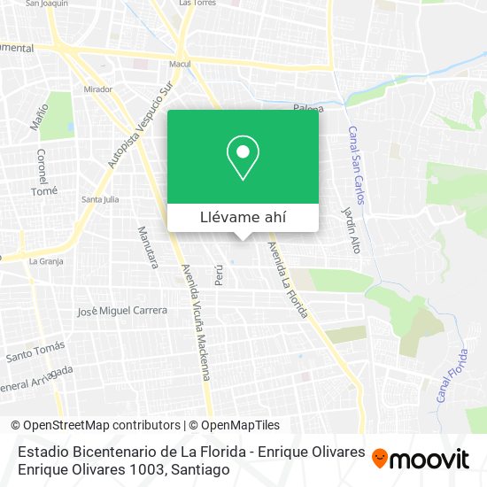 Mapa de Estadio Bicentenario de La Florida - Enrique Olivares Enrique Olivares 1003