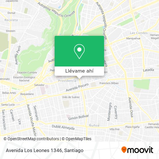 Cómo llegar a Avenida Los Leones 1346 en Providencia en Micro o Metro?