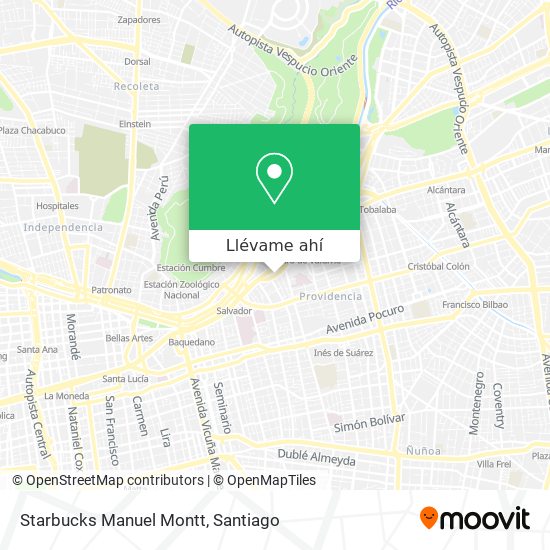 Cómo llegar a Starbucks Manuel Montt en Providencia en Micro o Metro?