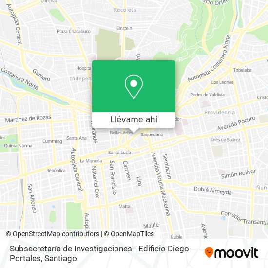 Mapa de Subsecretaría de Investigaciones - Edificio Diego Portales