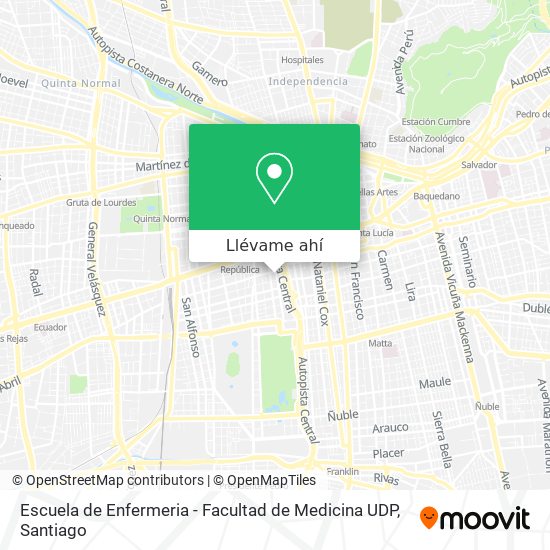 Mapa de Escuela de Enfermeria - Facultad de Medicina UDP