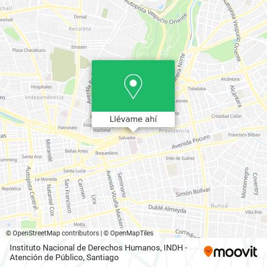 Mapa de Instituto Nacional de Derechos Humanos, INDH - Atención de Público