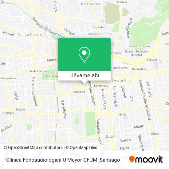 Mapa de Clínica Fonoaudiológica U Mayor CFUM