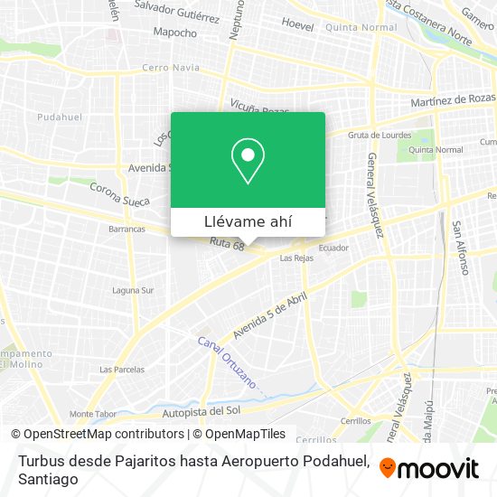 Mapa de Turbus desde Pajaritos hasta Aeropuerto Podahuel