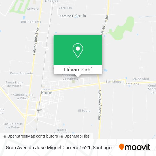 Mapa de Gran Avenida José Miguel Carrera 1621