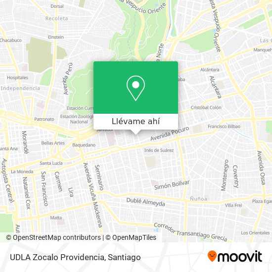 Mapa de UDLA Zocalo Providencia