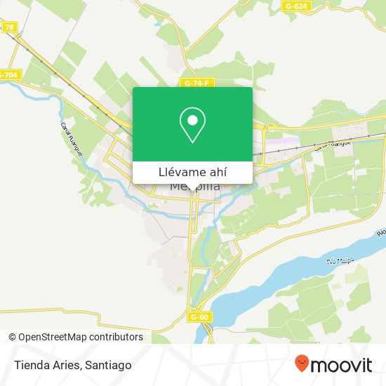 Mapa de Tienda Aries, Avenida Ortúzar 575 9580000 Melipilla, Melipilla, Región Metropolitana de Santiago