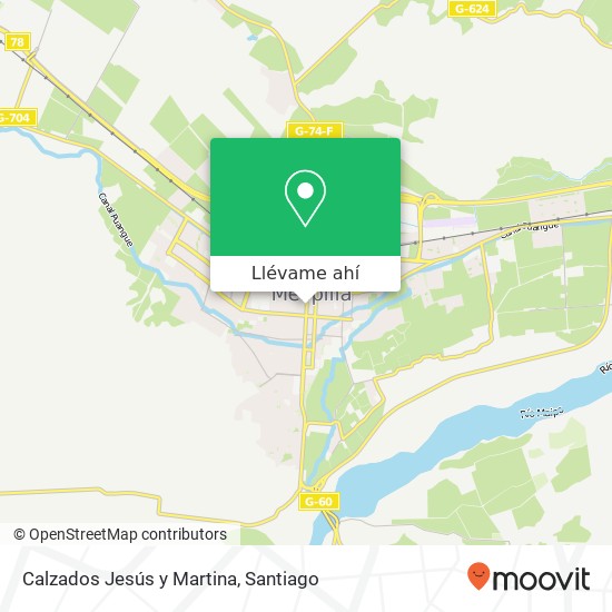 Mapa de Calzados Jesús y Martina, Avenida Ortúzar 586 9580000 Melipilla, Melipilla, Región Metropolitana de Santiago