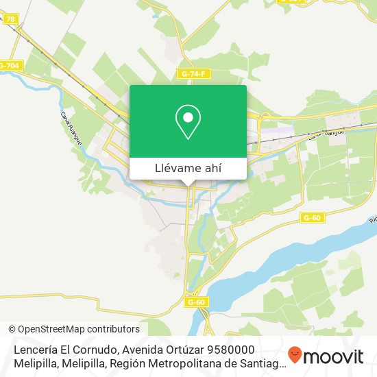 Mapa de Lencería El Cornudo, Avenida Ortúzar 9580000 Melipilla, Melipilla, Región Metropolitana de Santiago