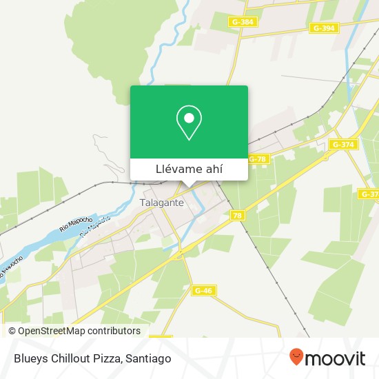 Mapa de Blueys Chillout Pizza, Avenida Libertador Bernardo O'Higgins 601 9670000 Talagante, Talagante, Región Metropolitana de San