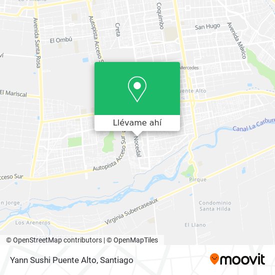 Mapa de Yann Sushi Puente Alto