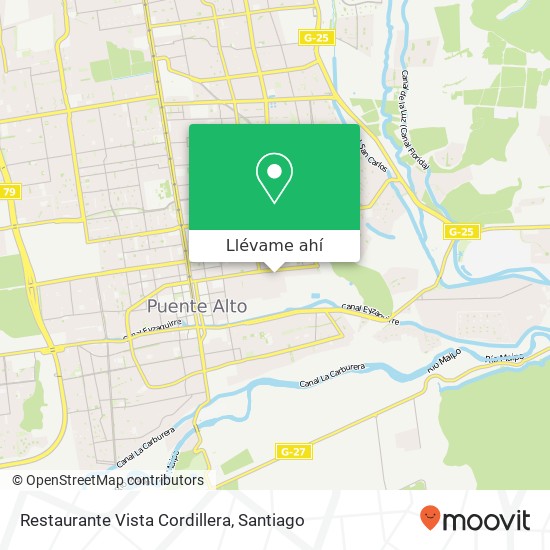 Mapa de Restaurante Vista Cordillera, Pasaje Doce 8150000 Puente Alto, Puente Alto, Región Metropolitana de Santiago