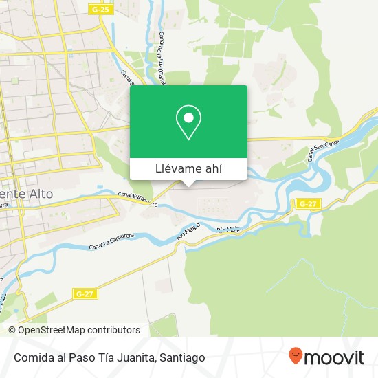 Mapa de Comida al Paso Tía Juanita, Avenida 27 de Septiembre 8150000 Puente Alto, Puente Alto, Región Metropolitana de Santiago