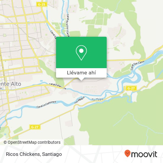 Mapa de Ricos Chickens, Avenida 27 de Septiembre 8150000 Puente Alto, Puente Alto, Región Metropolitana de Santiago