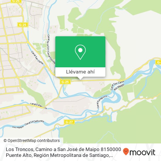 Mapa de Los Troncos, Camino a San José de Maipo 8150000 Puente Alto, Región Metropolitana de Santiago