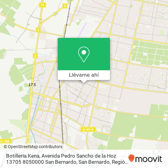 Mapa de Botillería Kena, Avenida Pedro Sancho de la Hoz 13705 8050000 San Bernardo, San Bernardo, Región Metropolitana de Sa