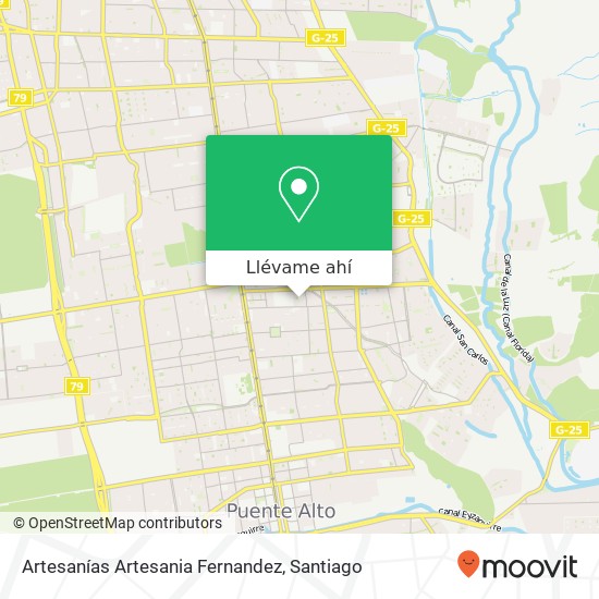 Mapa de Artesanías Artesania Fernandez, Calle Cordillera 8150000 Puente Alto, Puente Alto, Región Metropolitana de Santiago