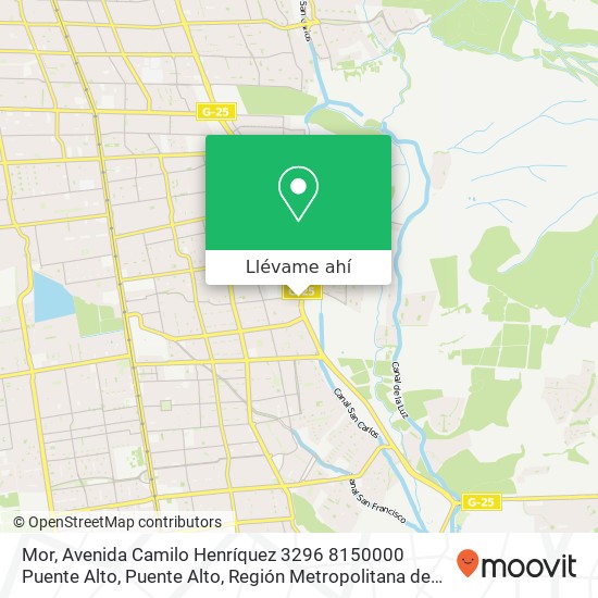 Mapa de Mor, Avenida Camilo Henríquez 3296 8150000 Puente Alto, Puente Alto, Región Metropolitana de Santiago